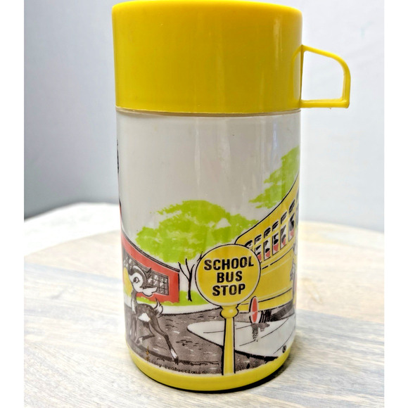 Vtg. Walt Disney School Bus Thermos Bottle / Mickey Mouse - Picture 4 of 5
